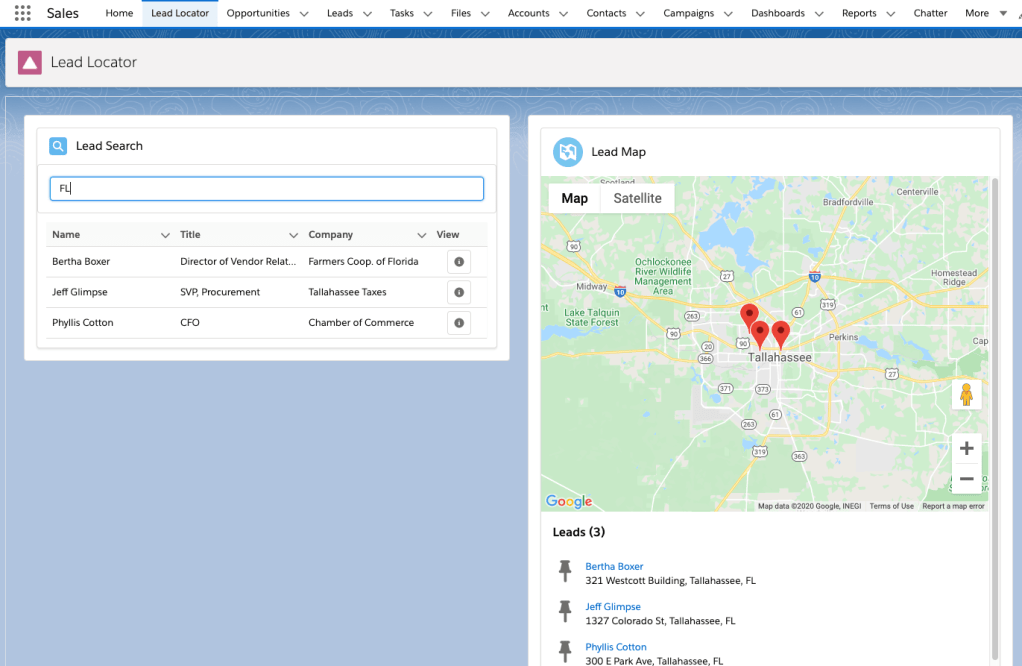 Lead Locator LWC app