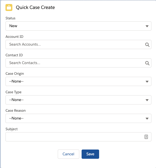 Quick Case Create Component